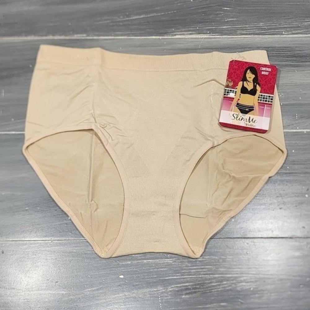 SlimMe by MeMoi Control Brief Panties Underwear Nude Large Shapewear